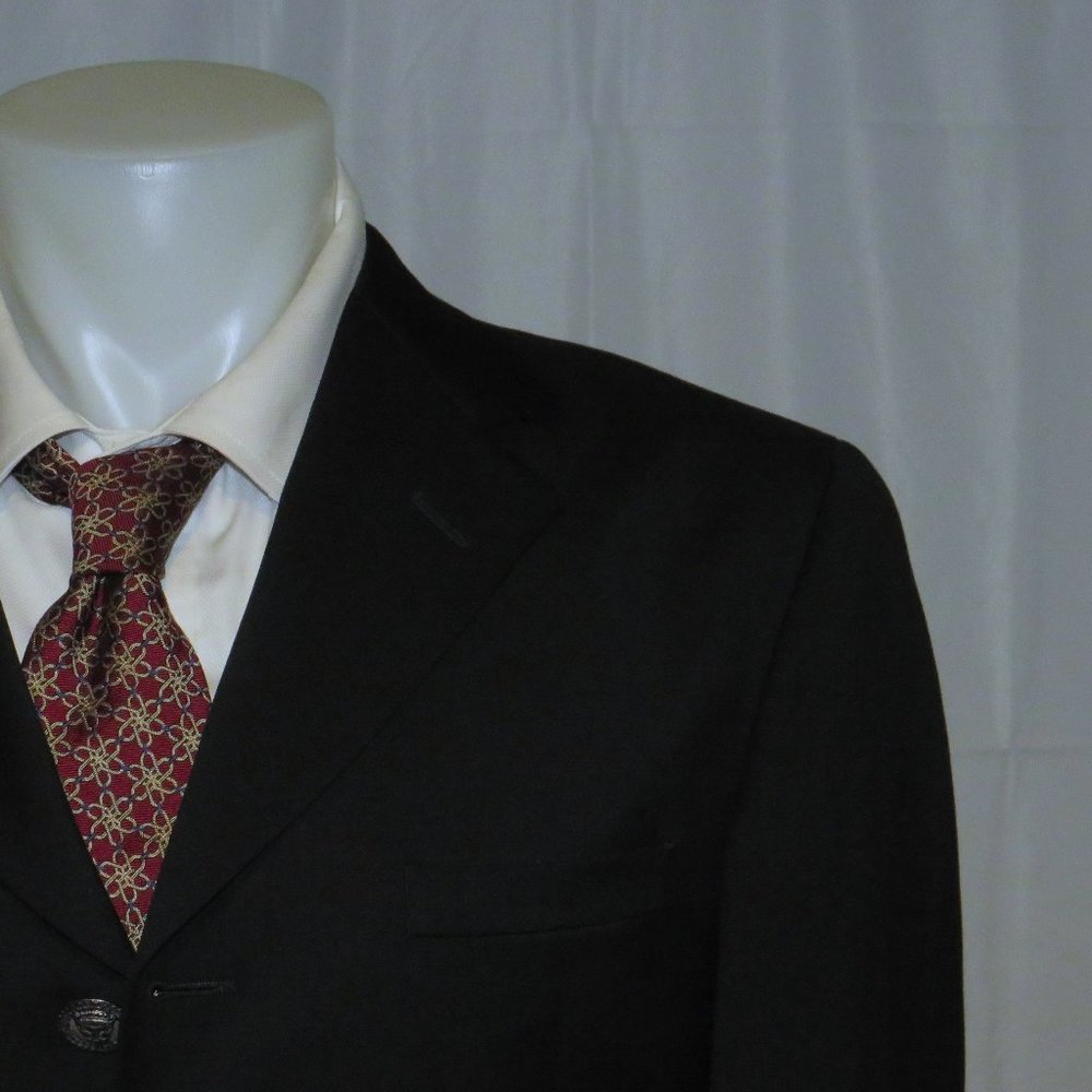 Istante by Versace Vintage Solid Black Four Metal Button Sport Coat 38R